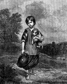 The International Exhibition: A Girl with a Pitcher, by T. Gainsborough, 1862. Creator: E. Skill. The International Exhibition: A Girl with a Pitcher, by T. Gainsborough, 1862. Creator: E. Skill
