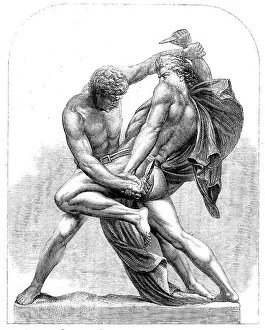 The International Exhibition: The Grapplers, group in bronzed zinc... 1862. Creator: Unknown. The International Exhibition: The Grapplers, group in bronzed zinc... 1862. Creator: Unknown