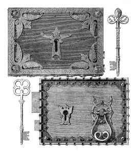 Trade Fair Prints: The International Exhibition: Hobbs and Ashley's gothic locks and keys