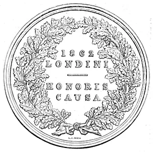 Oak Leaves Prints: The International Exhibition - Prize Medal - reverse, 1862. Creator: Unknown