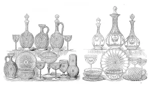 Trade Fair Prints: The International Exhibition: services in glass, by Pellatt and Co. 1862. Creator: Unknown