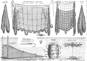 Fishing Net Prints: The International Fisheries Exhibition: salmon-poaching implements: Mr