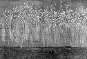 Firework Prints: The International Naval Festival at Portsmouth: flight of rockets and illumination