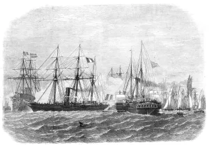 Edwin Weedon Prints: The International Naval Festival at Portsmouth: meeting of the Reine Hortense and the Osborne