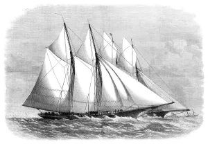 Yachts Prints: The International Yacht Races: start off the east end of the Isle of Wight