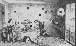 An Interrupted English Dinner Party at Paris, c1849. Creator: George Cruikshank