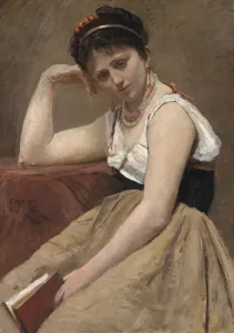 Day Dream Prints: Interrupted Reading, c. 1870. Creator: Jean-Baptiste-Camille Corot