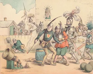 Timid Prints: The Introduction of Artillery, c1884. Artist: Thomas Strong Seccombe