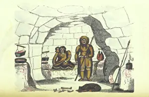 Igloo Prints: Inuit family in their igloo, 1825. Creator: Unknown