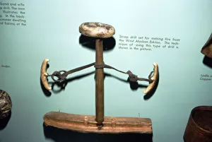 Alaska Collection: Inuit Strap Drill for making fire from Western Alaska