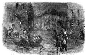 Floods Prints: The Inundation at Lyons, 1856. Creator: Unknown