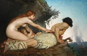 The Invasion, prehistoric scene, 1880. Creator: Juglaris, Tommaso (1844-1925)