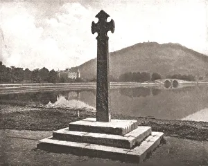 Celtic Cross Prints: Inveraray Castle and Celtic cross, Argyll, Scotland, 1894. Creator: Unknown