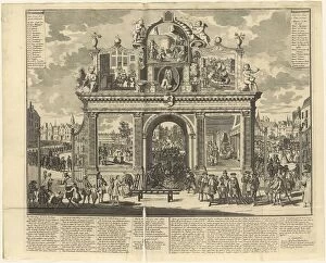 South Sea Company Gallery: Investment schemes: Memorial arch erected at the burial place of ruined shareholders, 1720