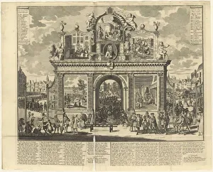 Gambler Prints: Investment schemes: Memorial arch erected at the burial place of ruined shareholders, 1720