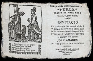 Catalunya Collection: Invitation made in silk for the exhibition of 19th century fans organized by Joan Amades