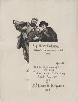 Herkomer Hubert Prints: Invitation with vignette from The First Born'(with text), 1887. 1887