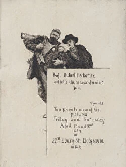 Invitation with vignette from 'The First Born'(with text), 1887. 1887
