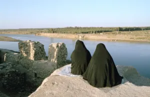 Mesopotamian Gallery: Two Iraqi women at Bash Tapia Castle, Mosul, Iraq, 1977