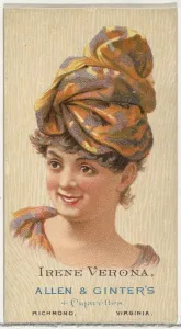 Worlds Beauties Prints: Irene Verona, from Worlds Beauties, Series 2 (N27) for Allen & Ginter Cigarettes