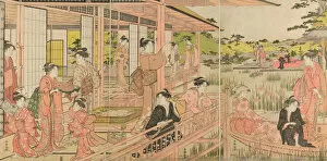 Shamisen Gallery: Iris Garden, c. 1781 / 89. Creator: Katsukawa Shuncho
