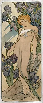 Alfons Maria Prints: Irises, 1898. Artist: Alphonse Mucha