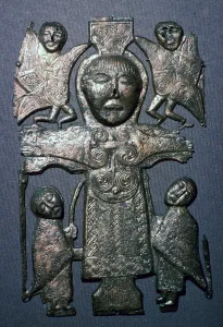 Plaque Prints: Irish Celtic crucifixion plaque, one of the earliest in Ireland