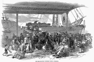 Emigrant Prints: Irish emigrants embarking for America at Waterloo Docks, Liverpool, 1850