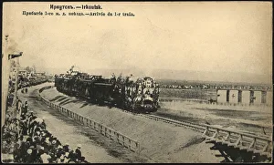 Irkutsk Rossiya Russia Prints: Irkutsk. Arrival of the first train, 1904-1917. Creator: Unknown