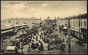 Carts Prints: Irkutsk. Flea Market Square, 1904-1917. Creator: Unknown