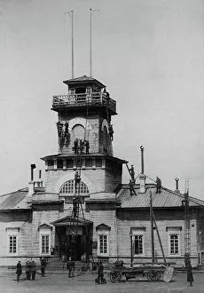 Prorokov R Prints: Irkutsk police fire brigade. Exercise with ladders and hooks, 1894. Creator: R Prorokov