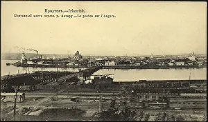 Pontoon Prints: Irkutsk Pontoon bridge over the Angara River, 1904-1917. Creator: Unknown