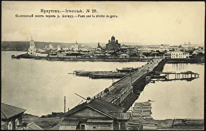 Irkutsk Rossiya Russia Prints: Irkutsk Pontoon bridge over the Angara River, 1904-1914. Creator: Unknown