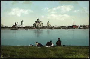 Angara Prints: Irkutsk View of the city from Love Island, 1904-1914. Creator: Unknown