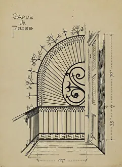 Balcony Rail Prints: Iron Balcony Garde, 1935/1942. Creator: Al Curry