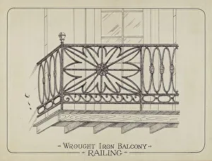 Balcony Rail Prints: Iron Balcony Railings, 1935/1942. Creator: Arelia Arbo