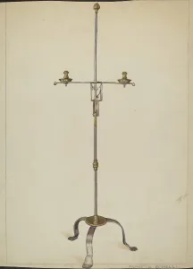 Candle Table Prints: Iron and Brass Candlestand, 1935/1942. Creator: Francis Borelli