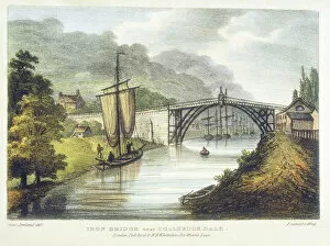 Iron bridge across the Severn at Ironbridge, Coalbrookdale, England, built 1779 (1795). Artist: Samuel Ireland