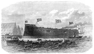 Ship Building Prints: Our Iron-Clad Fleet: floating of Her Majesty's ship Hercules