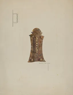 Door Handle Prints: Iron Door Handle, 1935 / 1942. Creator: Bertha Semple