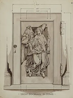 Byrne Thomas Prints: Iron Doorway to Tomb, c. 1936. Creator: Thomas Byrne