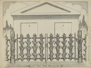Enclosure Prints: Iron Fence around Tomb, c. 1936. Creator: Thomas Byrne