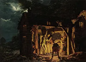 Neoclassical Prints: Iron Forge Viewed from Without, 1773. Creator: Joseph Wright of Derby