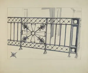 Iron Gate Prints: Iron Gate and Fence, c. 1936. Creator: Arelia Arbo