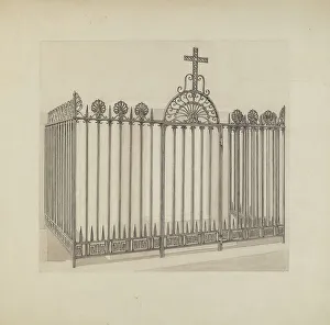 Iron Gate Prints: Iron Gate and Fence, c. 1936. Creator: Arelia Arbo