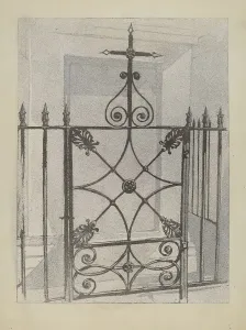 Arbo Arelia Prints: Iron Gate and Fence, c. 1936. Creator: Arelia Arbo
