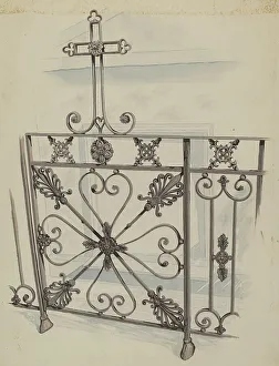 Joseph L Prints: Iron Gate and Fence, c. 1936. Creator: Joseph L. Boyd