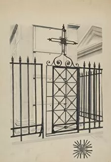 Railings Gallery: Iron Gate and Fence, c. 1936. Creator: Ray Price