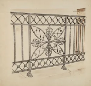 Iron Gate and Fence, c. 1936. Creator: Ray Price