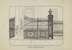 Price Ray Prints: Iron Gate and Fence, c. 1936. Creator: Ray Price